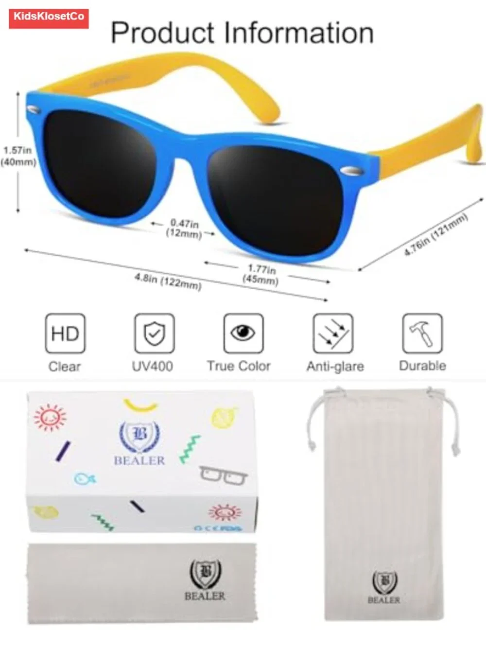 Kids Polarized Sunglasses UV Protection Flexible Rubber TPEE Shades Age 3-9